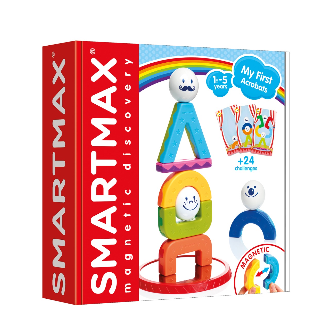 SmartMax - My First Acrobats, Set di Gioco Magnetico con 24 Sfide per Bambini da 1 1/2 a 5 Anni
