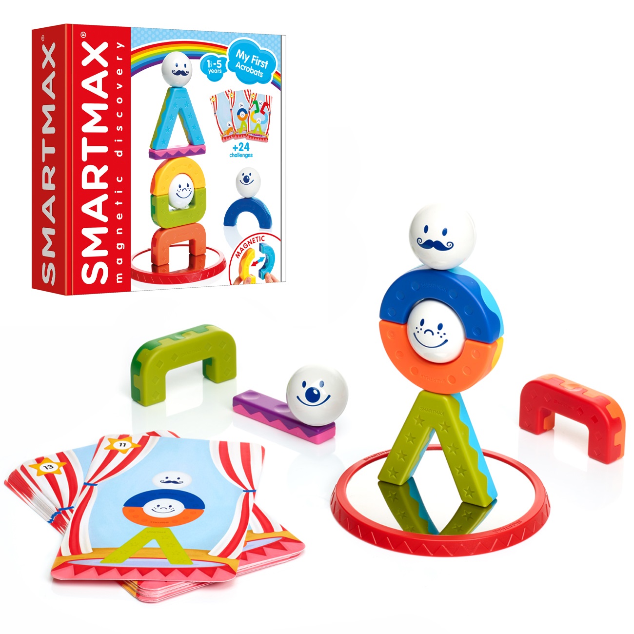 SmartMax - My First Acrobats, Set di Gioco Magnetico con 24 Sfide per Bambini da 1 1/2 a 5 Anni