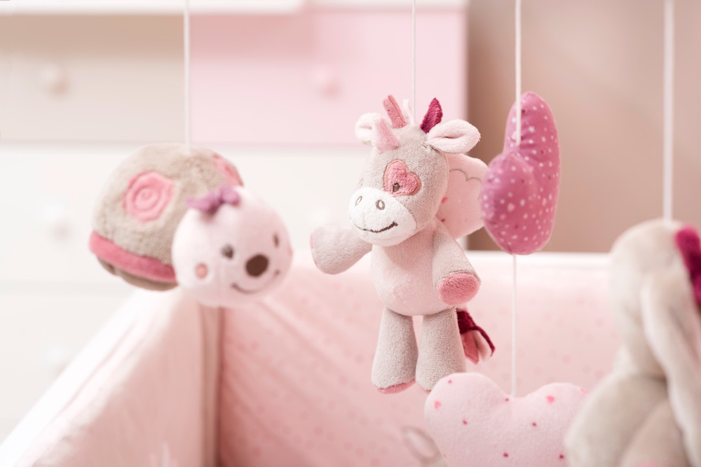 Nattou Giostrina Musicale per Bambini con Nina, Jade e Lili - Melodia La-Le-Lu, 37 x 31 x 9 cm, Beige/Rosa/Bianco