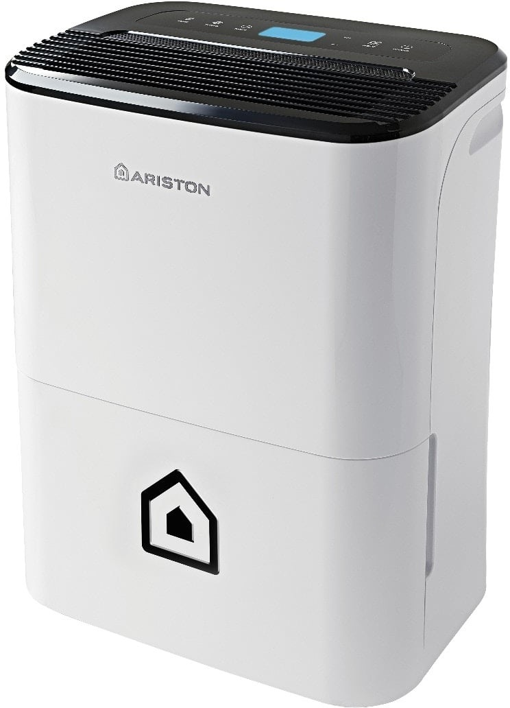 Ariston Deos 21s Deumidificatore Portatile 21 Litri/giorno, 3,3 L Tanica, 41 dB, 395 W, Funzione Super Lavanderia, Purificazione Aria, Nero-Bianco