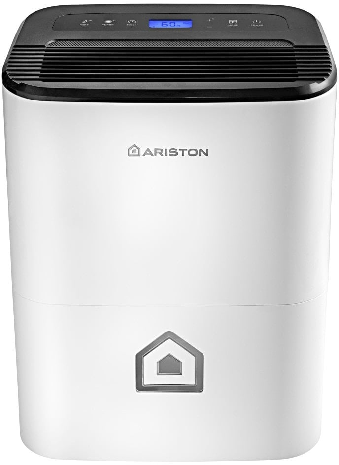 Ariston Deos 21s Deumidificatore Portatile 21 Litri/giorno, 3,3 L Tanica, 41 dB, 395 W, Funzione Super Lavanderia, Purificazione Aria, Nero-Bianco