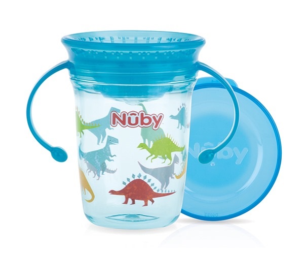 Nuby NV0414019AQUA Tritan 360° Wonder Cup con Manici - Aqua - 240 ml - 6 Mesi