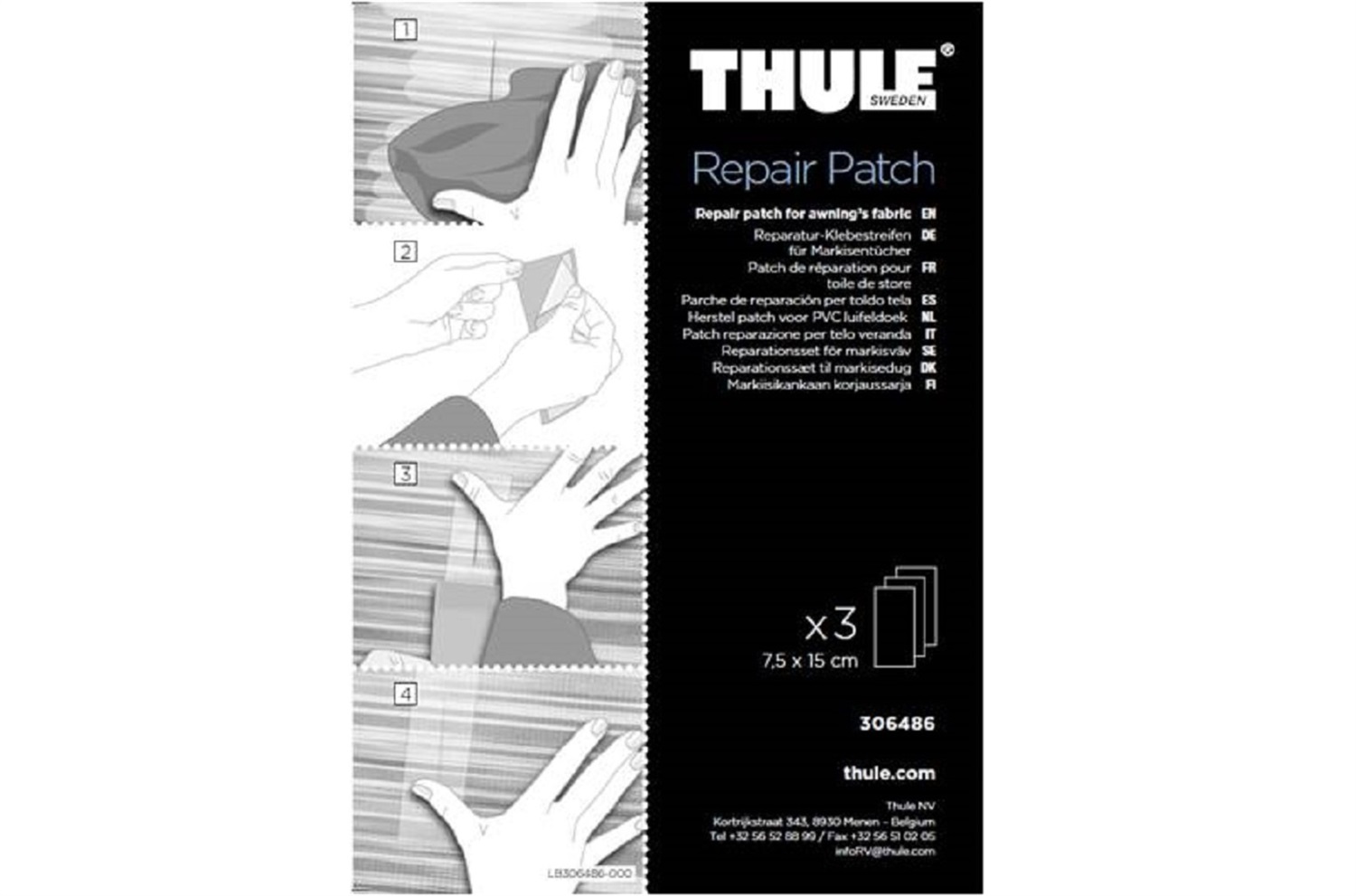 Thule RV Repair Kit per Teli Verande 306486 - Modello 89786, Peso 0,009 kg, Dimensioni 20.4x12x0.3 cm