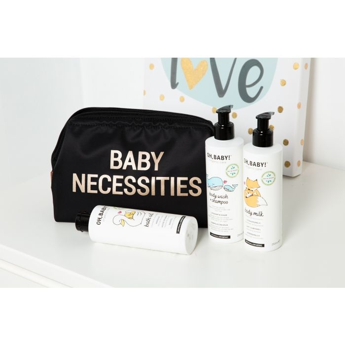 Childhome Baby Necessities Beauty Case Idrorepellente Nero e Oro - Spazioso e Pratico per Cosmetici e Igiene del Bambino