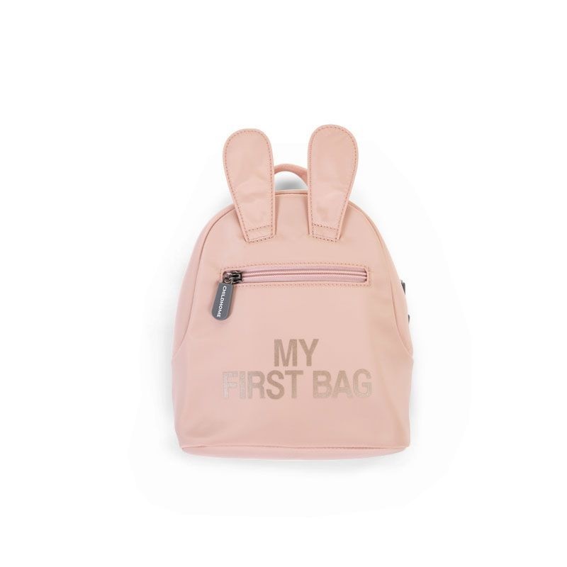 Childhome My First Bag Zaino Rosa in Nylon con Orecchie da Coniglio - Ampio Scomparto per Bambini