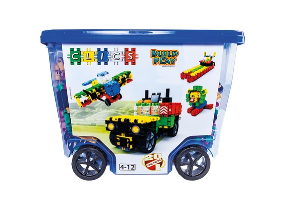 Clics Set di Costruzioni CB606 Azzurro Multicolore - 560 Pezzi, Gioco Educativo 20 in 1 per Bambini dai 3 Anni