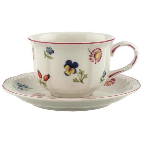 Villeroy & Boch Petite Fleur Tazza da Tè con Piattino, 2 Pezzi, 200ml, Porcellana Premium, Multicolore, Design Floreale