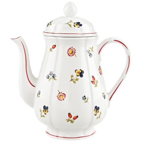 Villeroy & Boch Petit Fleur Caffettiera Bricco da Caffè 1250ml Porcellana Premium con Fini Rilievi e Motivi di Fiori e Frutti