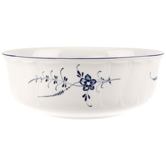 Villeroy & Boch Vieux Luxembourg Insalatiera Rotonda 24 cm Porcellana Premium Bianco/Blu con Decorazioni Filigranate