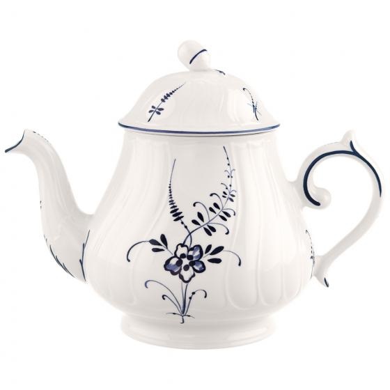 Villeroy & Boch Vieux Luxembourg Teiera 1,1 L Porcellana Premium Bianco/Blu con Decorazioni Filigranate