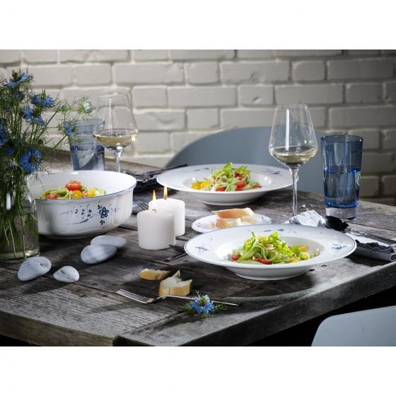 Villeroy & Boch Vieux Luxembourg Piatto Fondo 23 cm in Porcellana Premium Bianco/Blu con Decorazioni Filigranate e Rilievi