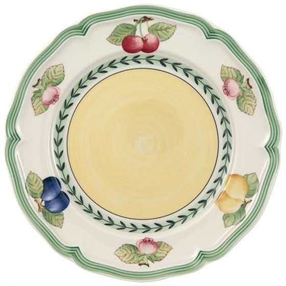 Villeroy & Boch French Garden Fleurence Piatto Rotondo da Colazione in Porcellana Premium con Motivi di Frutta Estiva, 21 cm