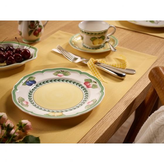 Villeroy & Boch French Garden Fleurence Piatto Rotondo da Colazione in Porcellana Premium con Motivi di Frutta Estiva, 21 cm