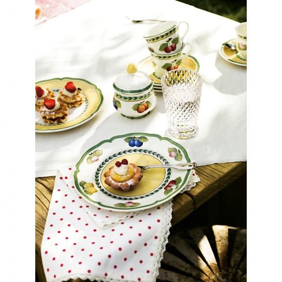 Villeroy & Boch French Garden Fleurence Piatto Rotondo da Colazione in Porcellana Premium con Motivi di Frutta Estiva, 21 cm