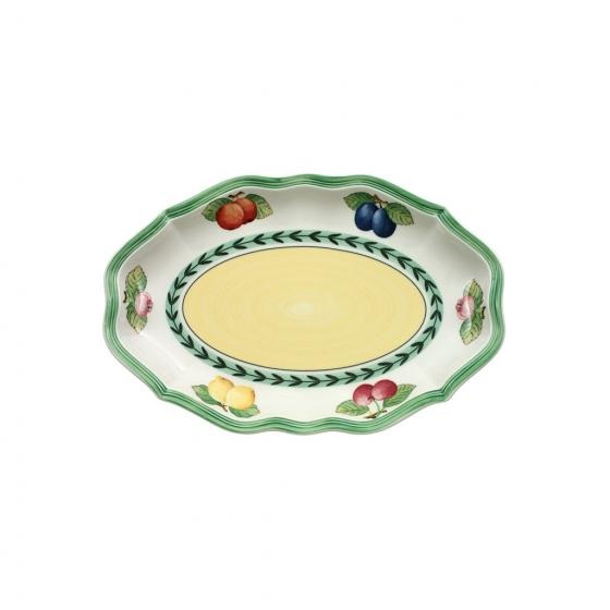 Villeroy & Boch French Garden Fleurence Raviera Piatto da Portata Ovale in Porcellana Premium Bianco/Multicolore 24cm - Stile Rustico con Fini Rilievi