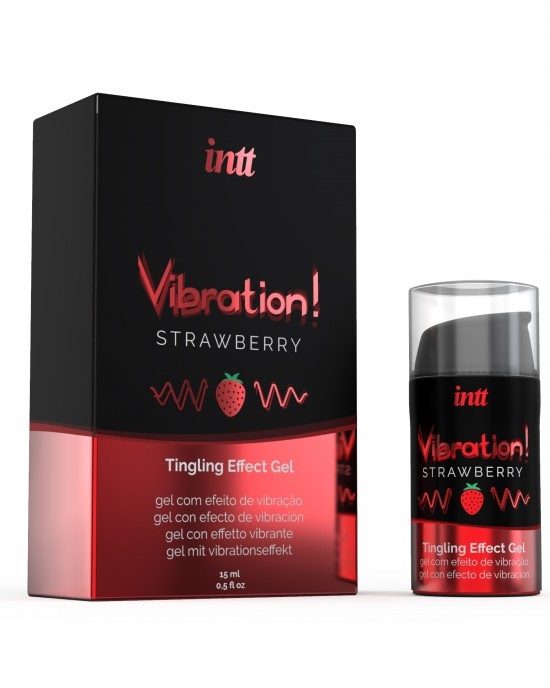 INTT Vibration Gel Fragola 15ml - Gel Stimolante Intimo Unisex con Effetto Formicolante e Riscaldante