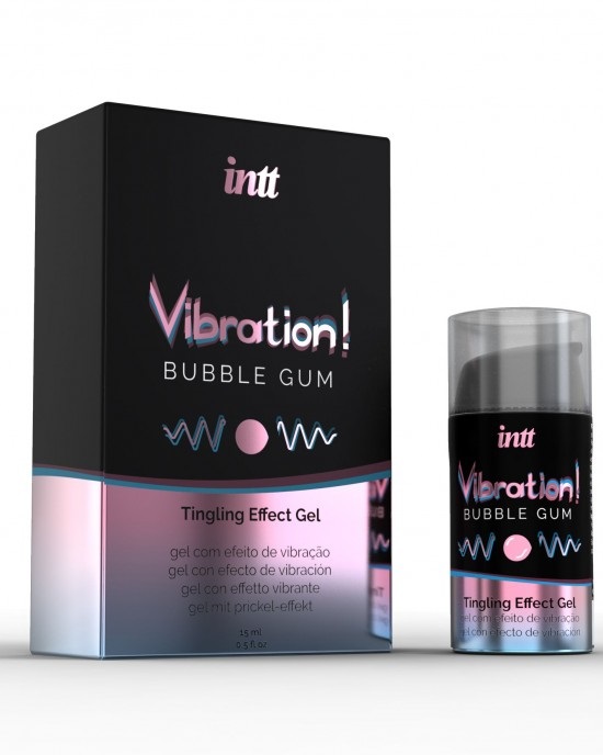 Intt Vibration! Gel Formicolante Bubble Gum 15 ml - Gel Stimolante Unisex con Effetti Vibranti e Riscaldanti
