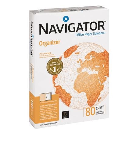 Navigator Carta A4 Organizer 80 g/m² - 4 Fori - Risma da 500 Fogli - Certificata PEFC ed Ecolabel