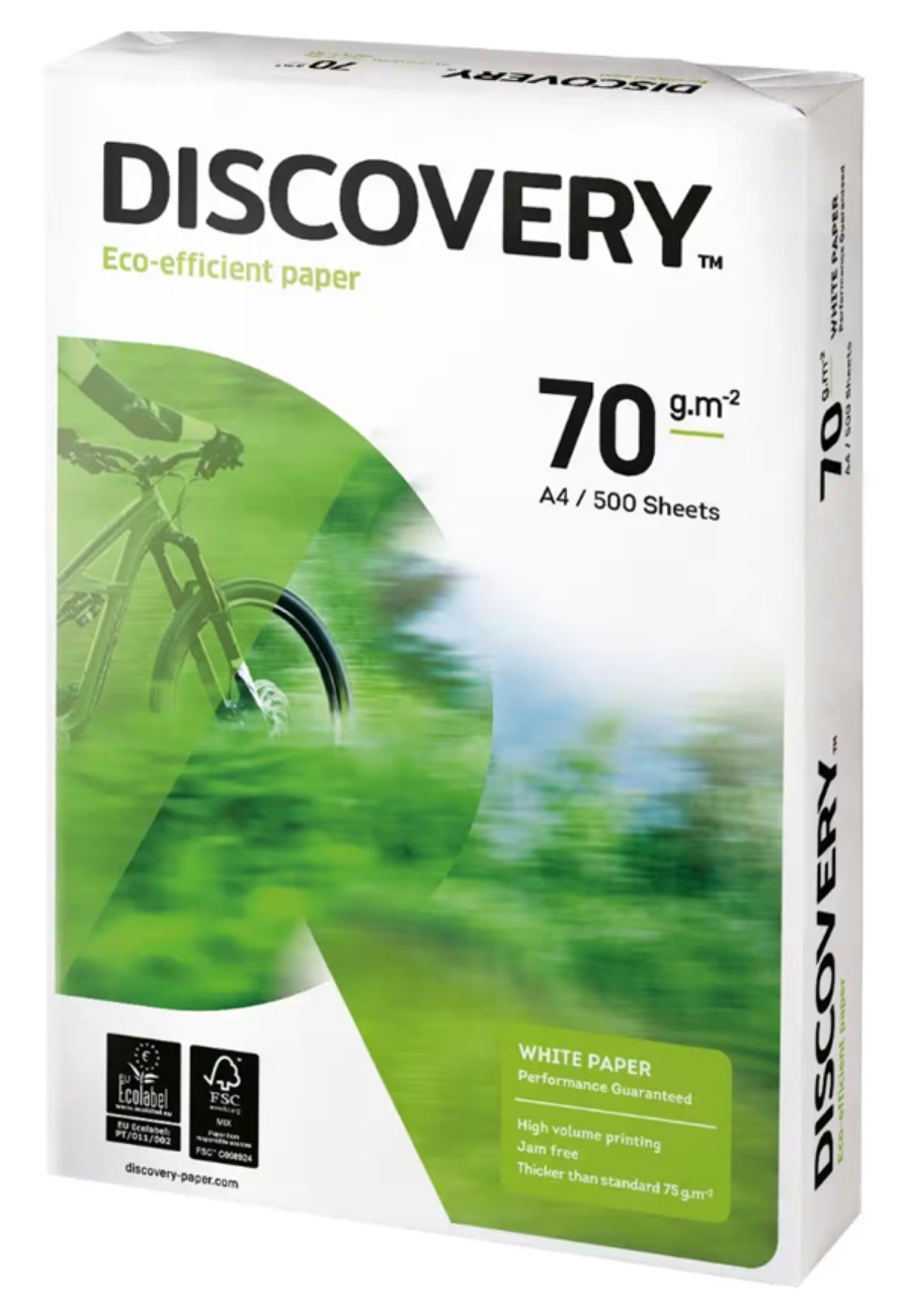 Discovery Carta A4 70 g/m² Bianco - Risma da 500 Fogli - Eco-efficiente e Alta Qualità