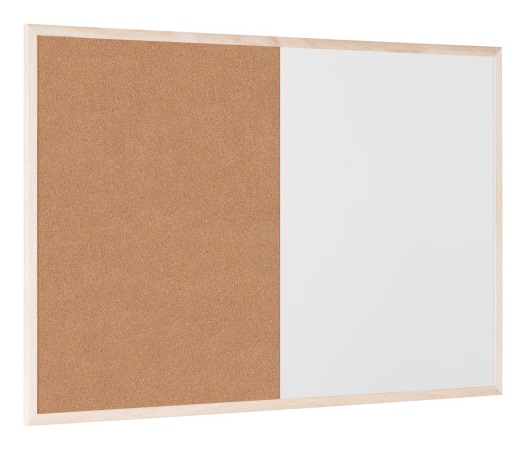 Bi-Office Lavagna Combinata Magnetica e Sughero 60 x 45 cm con Cornice in Legno