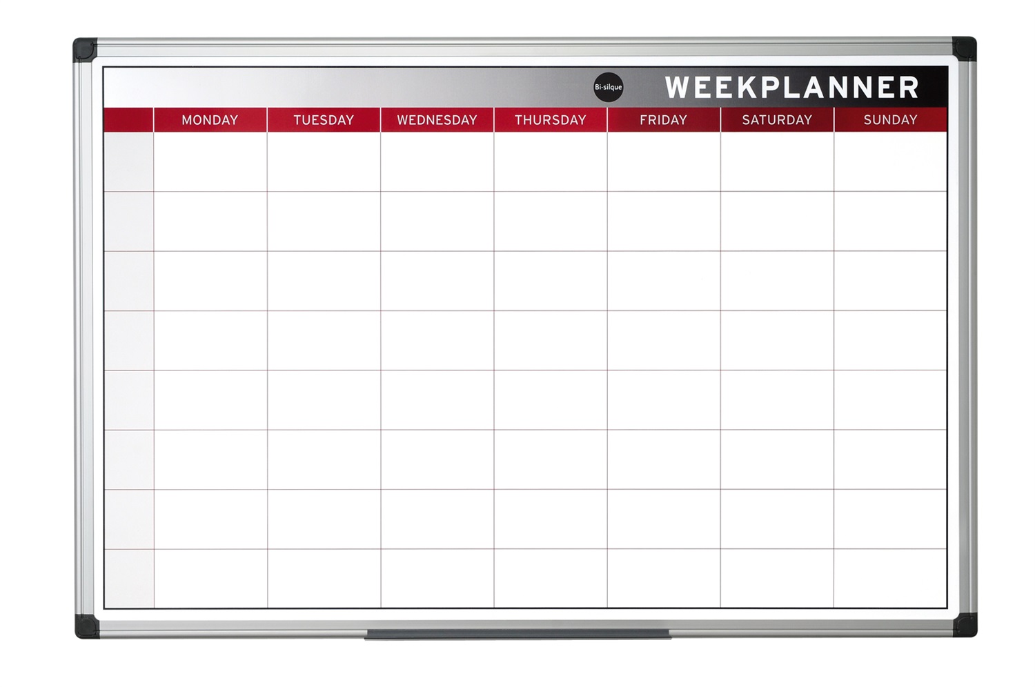 Bi-Office GA0333170 Planner Settimanale Magnetico 900x600 mm, Superficie Riscrivibile e Lavabile, Cornice in Alluminio