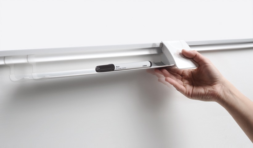 Bi-Office Lavagna Magnetica Cancellabile 60 x 90 cm Maya New Generation - Superficie in Acciaio Laccato, Cornice in Alluminio con Vassoio Portapenne Scorrevole