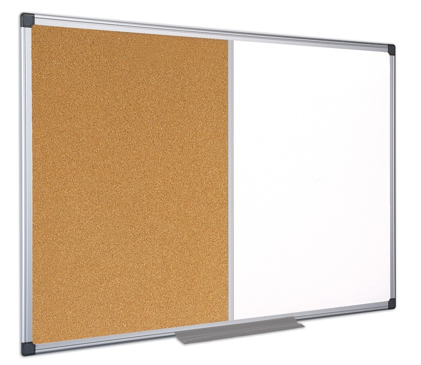 Bi-Office Pannello Combo Maya 120x90 cm - Lavagna Combinata Sughero e Acciaio Magnetico, Bianco