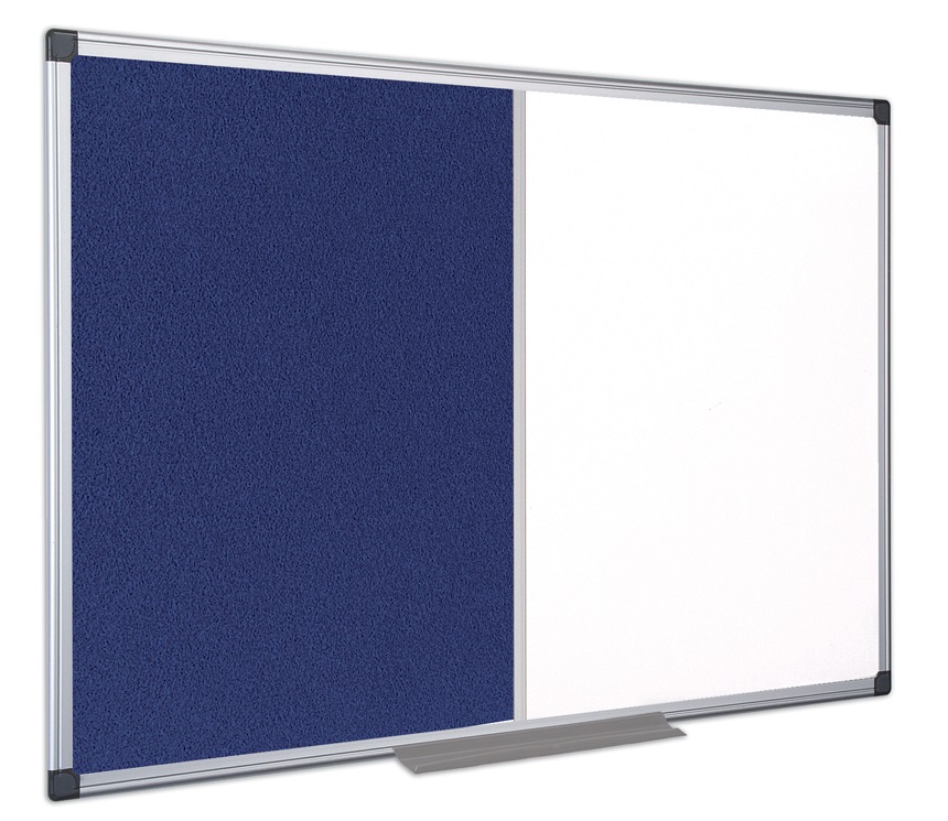 Bi-Office XA0322170 Pannello Combo Maya 90x60 cm - Feltro Blu con Cornice in Alluminio, Scrivibile e Cancellabile a Secco