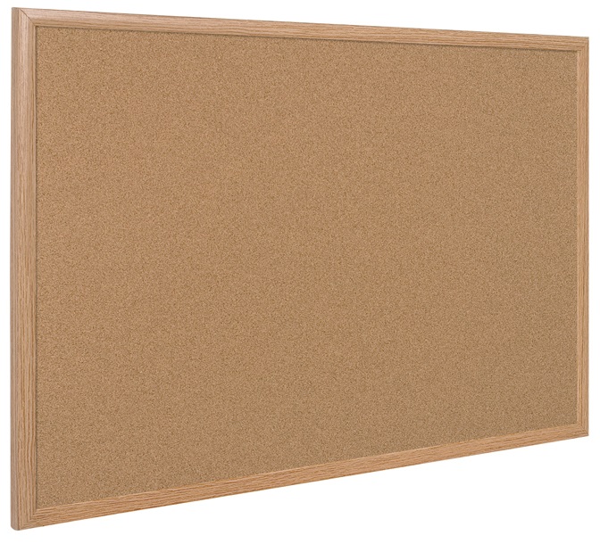Bi-Office Bacheca in Sughero Naturale 90x60 cm con Cornice in MDF Quercia - Eco-Friendly