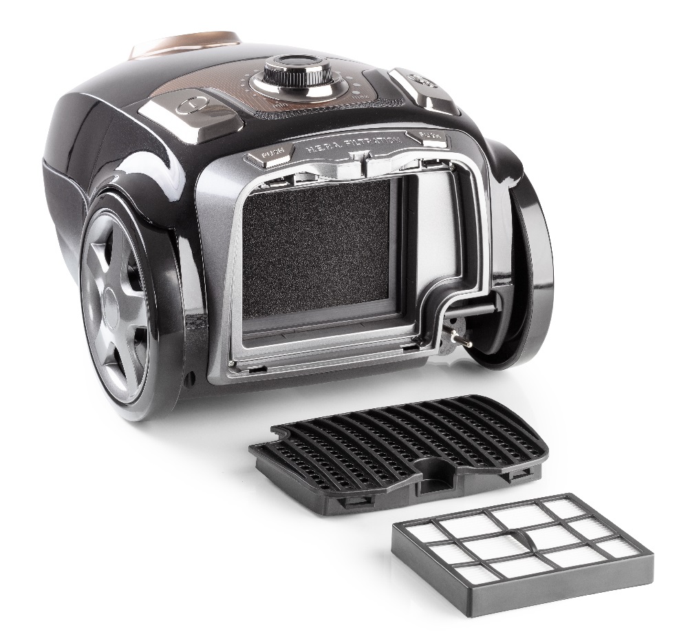 HAEGER VC-75B.039A Aspirapolvere a Traino 750W, Capacità 4L, Cilindro Secco, Colore Nero