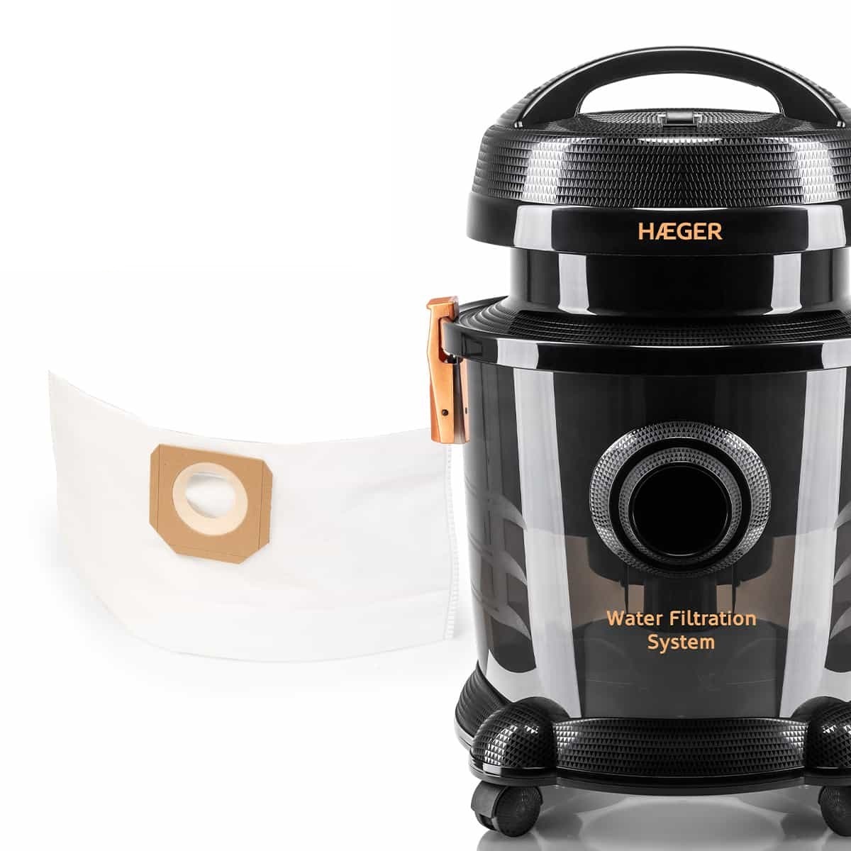 Haeger VC-12W.044A Aspirapolvere a Traino 7 L con Filtro dell'Acqua, Secco e Bagnato, 1200 W