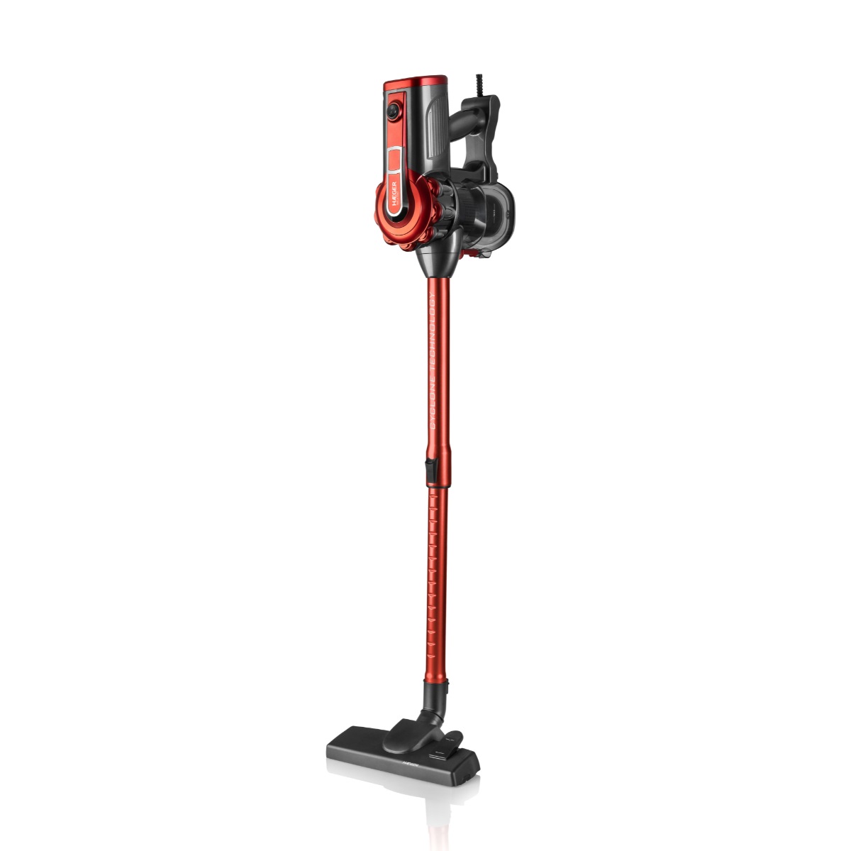 HAEGER Venus 600 Aspirapolvere Verticale Senza Sacchetto Nero e Rosso, Capacità 0,6 Litri, Filtraggio Ciclonico