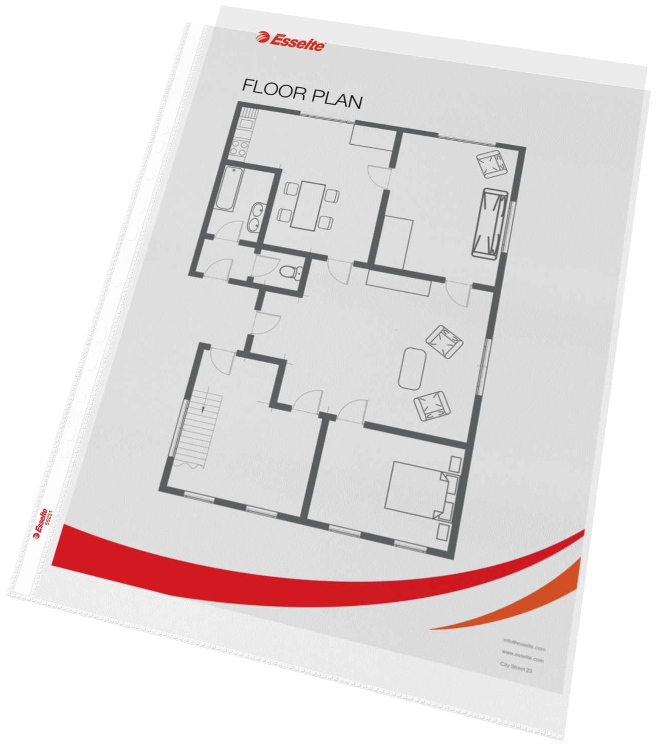 Esselte Buste a perforazione universale DELUXE goffrate antiriflesso trasparente 30x42 cm - conf. 50 pezzi
