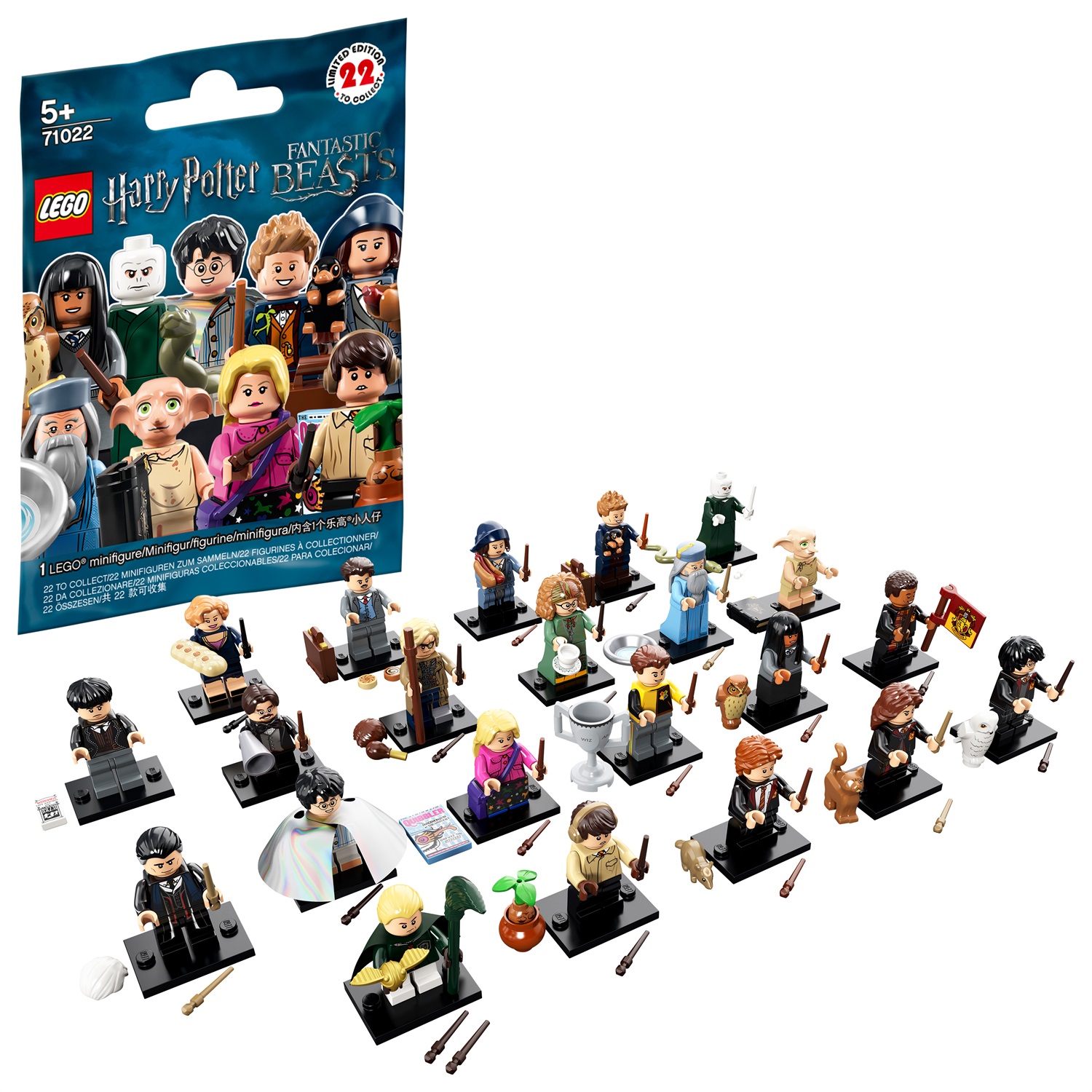 LEGO Minifigures 71022 - Harry Potter e gli Animali Fantastici, Modelli Assortiti, 1 Pezzo con Accessori e Quaderno da Collezione