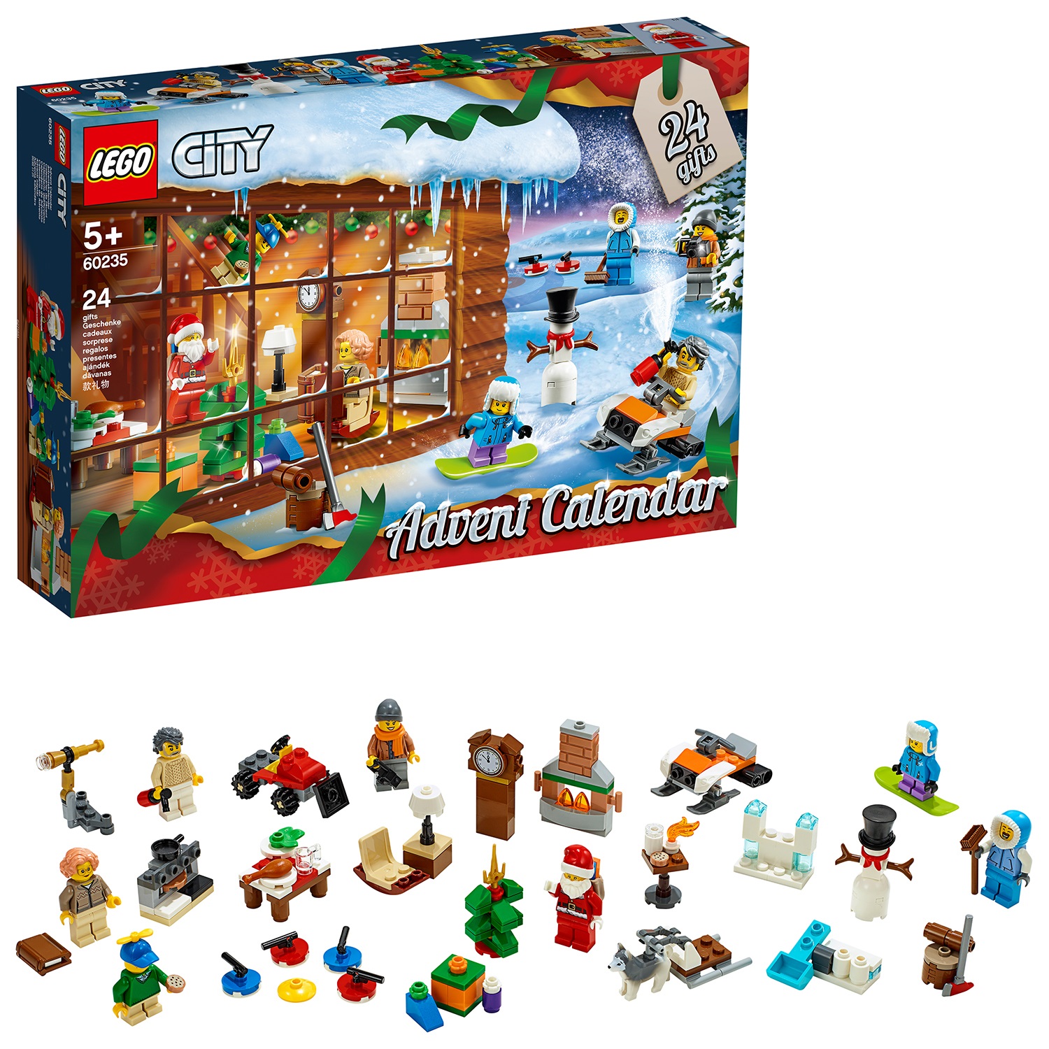 LEGO City Calendario dell'Avvento 60235 - Include 24 oggetti, veicoli e minifigure per il Natale