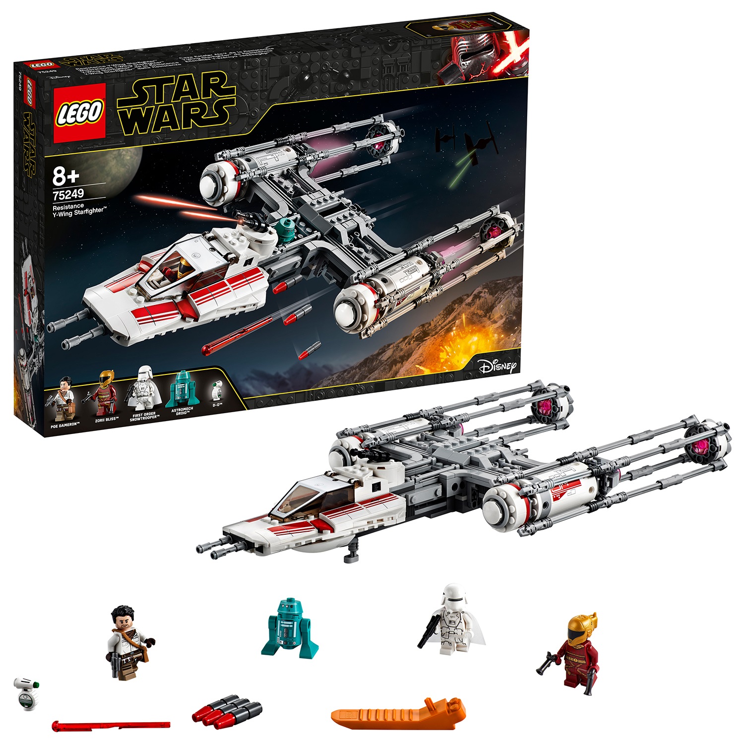 LEGO Star Wars Y-Wing Starfighter della Resistenza - Set da Costruzione con 578 Pezzi e 6 Personaggi Inclusi