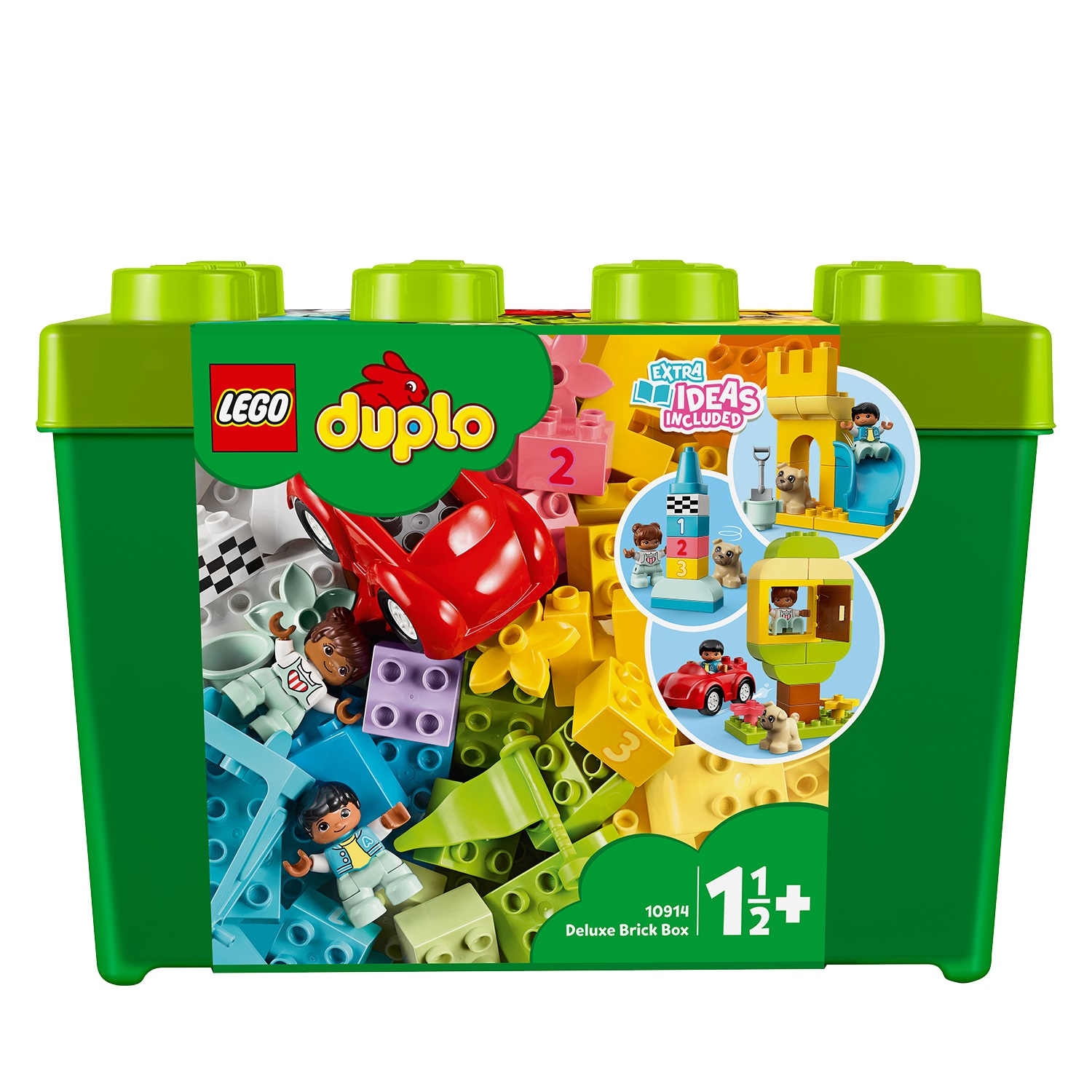 LEGO DUPLO Contenitore di Mattoncini Grande 10914 - 85 Pezzi Colorati con Auto, Finestre e Elementi Speciali