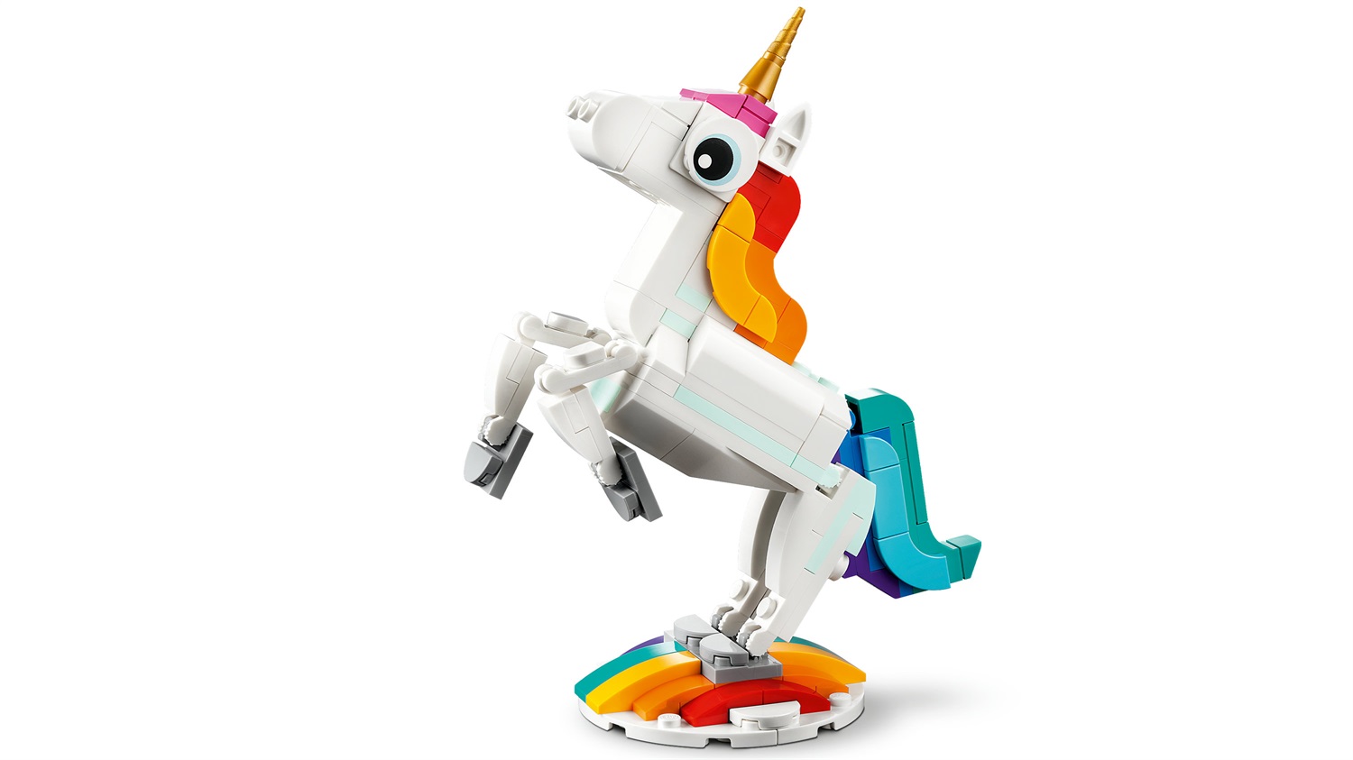 LEGO Creator 3-in-1 Unicorno Magico 31140 - Set di Costruzione con 145 Pezzi, Include Unicorno, Cavalluccio Marino e Pavone, per Bambini dai 7 Anni in Su