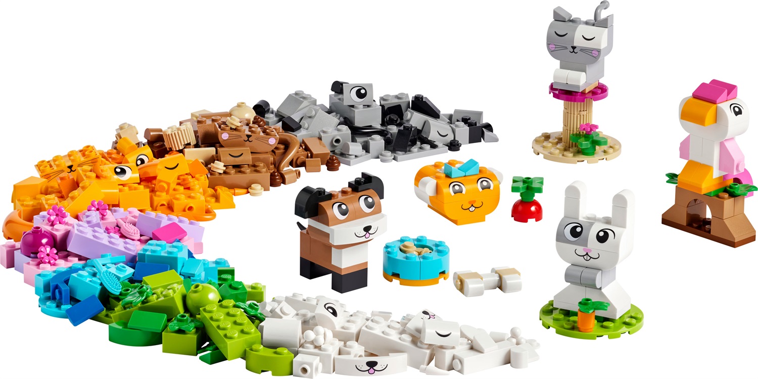 LEGO Classic 11034 Animali Domestici Creativi - Set di Costruzione per Bambini da 5 Anni con 450 Mattoncini per Creare Cane, Gatto, Coniglio, Criceto e Uccello