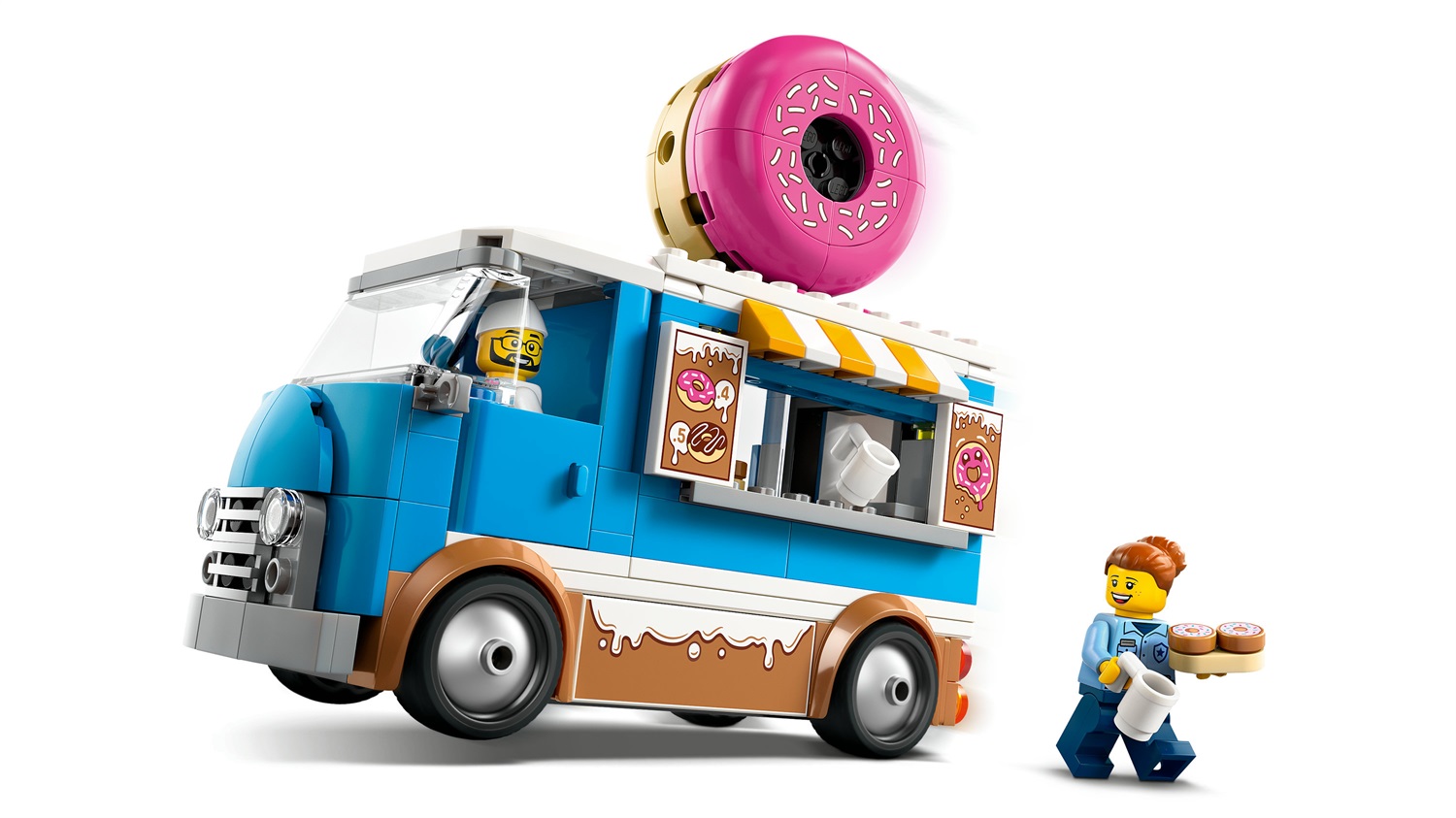 LEGO City Furgone delle Ciambelle 60452 - Giocattolo con 2 Minifigure, Ciambella Gigante e Chiosco Staccabile per Bambini dai 5 Anni