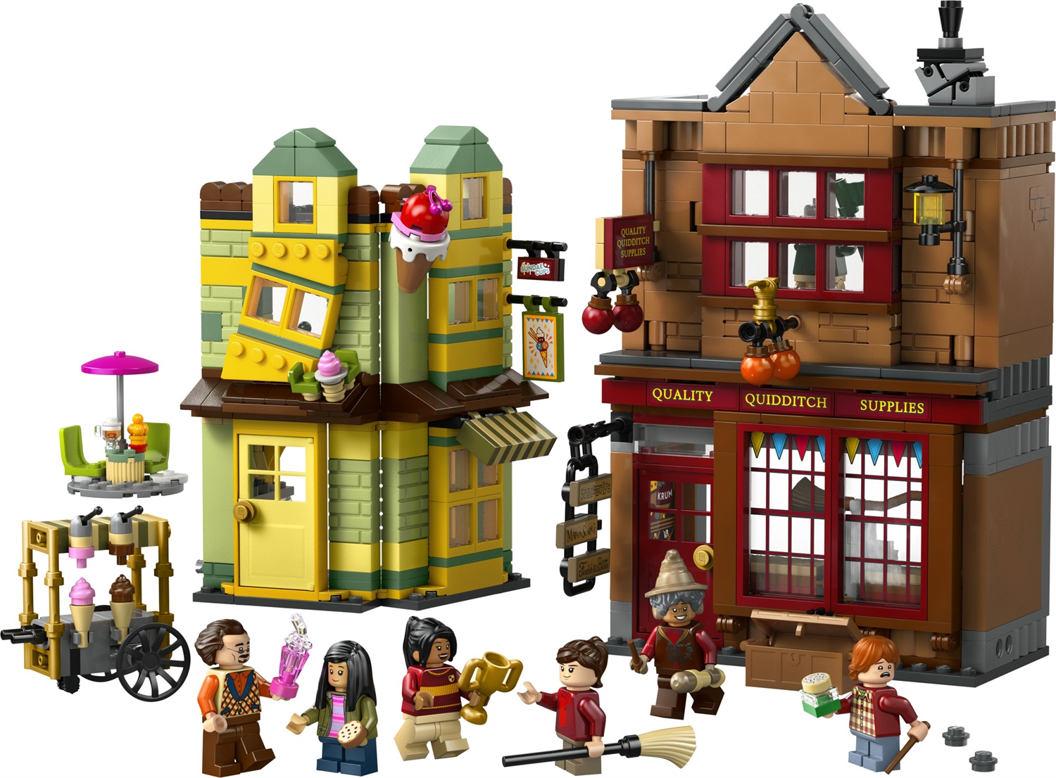 LEGO Harry Potter 76452 - Set di Costruzioni Quidditch e Gelateria con 2 Negozi, 6 Personaggi e Scopa Nimbus 2000 - Gioco per Bambini da 8 Anni