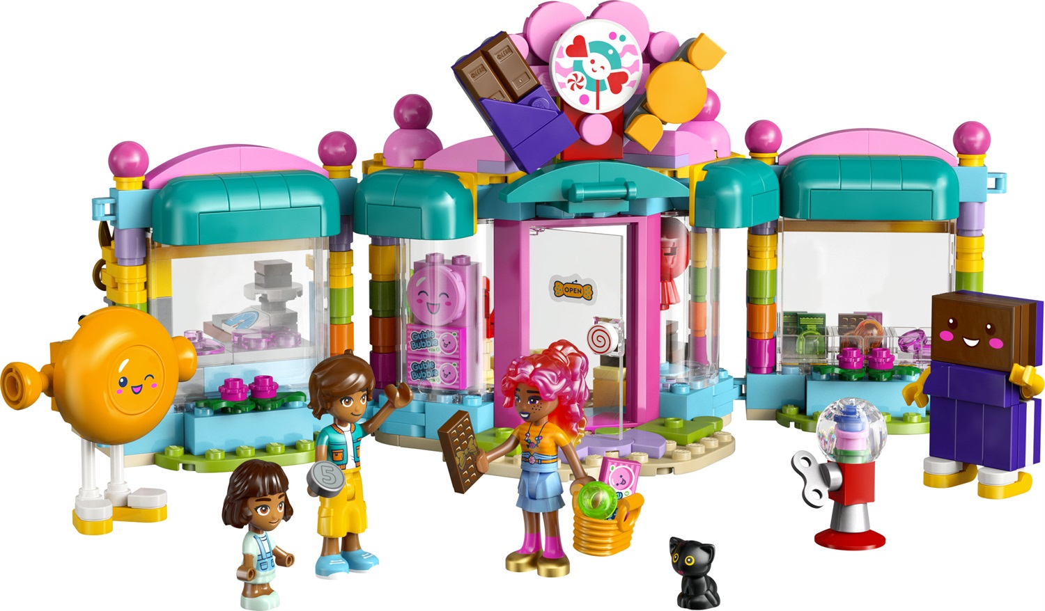 LEGO Friends Negozio di Dolciumi di Heartlake City 42649 - Set di Gioco Creativo con 3 Mini Bamboline, Gatto Giocattolo, Accessori e Cibo per Animali - Regalo per Bambini da 6 Anni in su