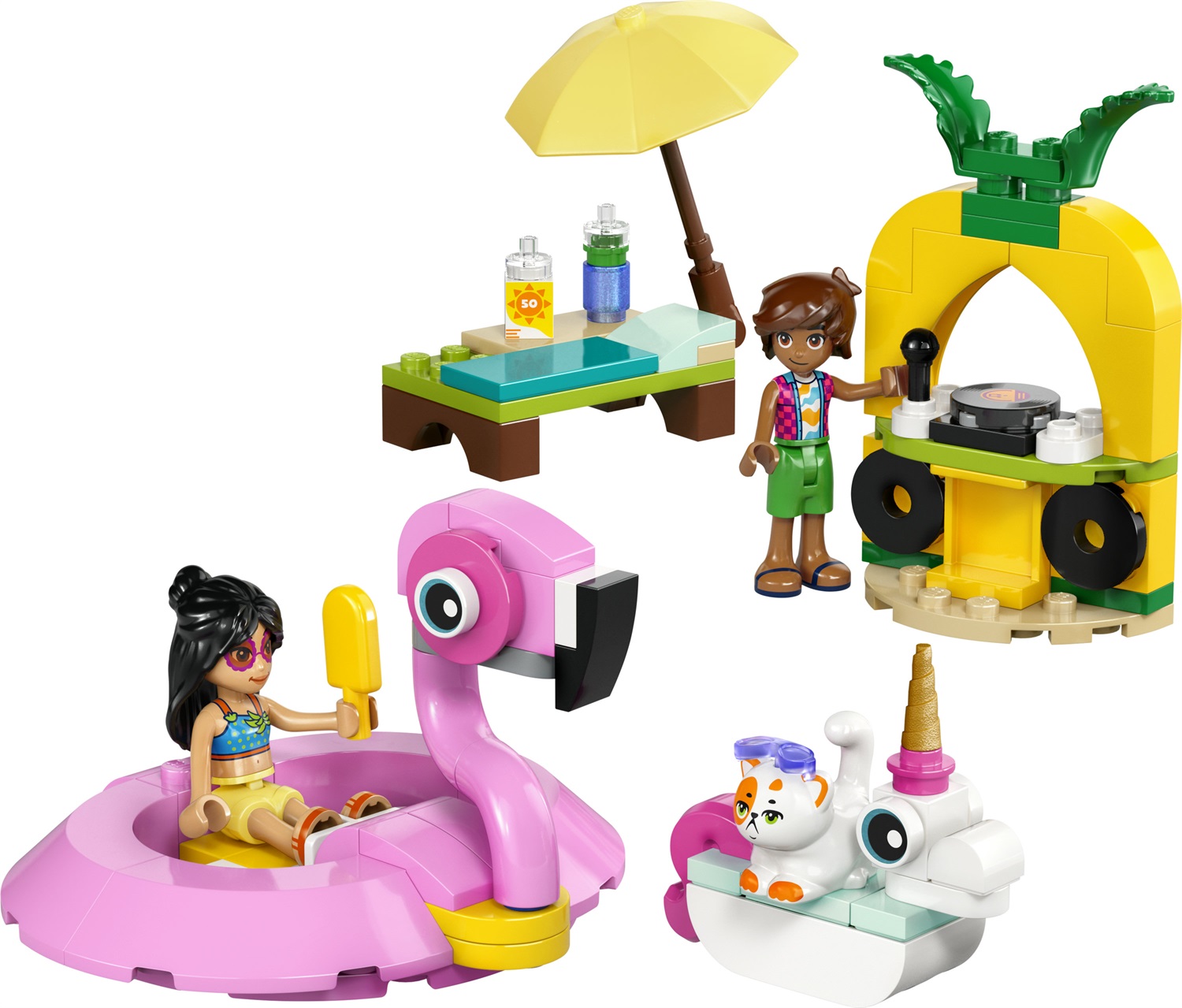 LEGO Friends Pool Party con Unicorno e Fenicottero - Set Costruibile con 2 Mini Bamboline, Gatto, Animali Galleggianti e Accessori per Bambini dai 5 Anni in su - 42658