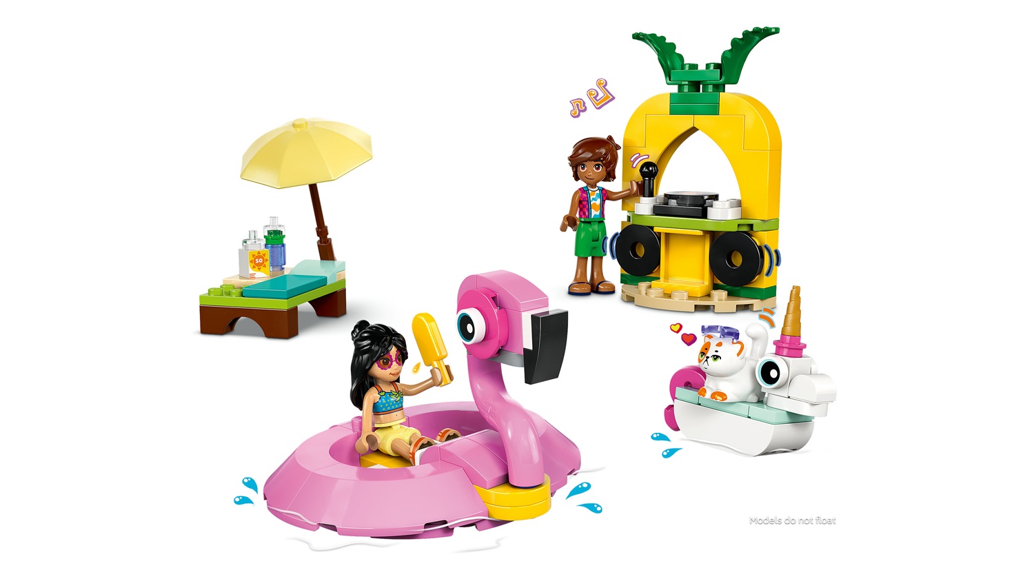 LEGO Friends Pool Party con Unicorno e Fenicottero - Set Costruibile con 2 Mini Bamboline, Gatto, Animali Galleggianti e Accessori per Bambini dai 5 Anni in su - 42658