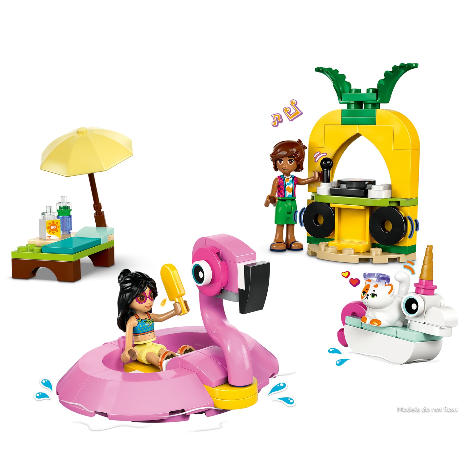 LEGO Friends Pool Party con Unicorno e Fenicottero - Set Costruibile con 2 Mini Bamboline, Gatto, Animali Galleggianti e Accessori per Bambini dai 5 Anni in su - 42658