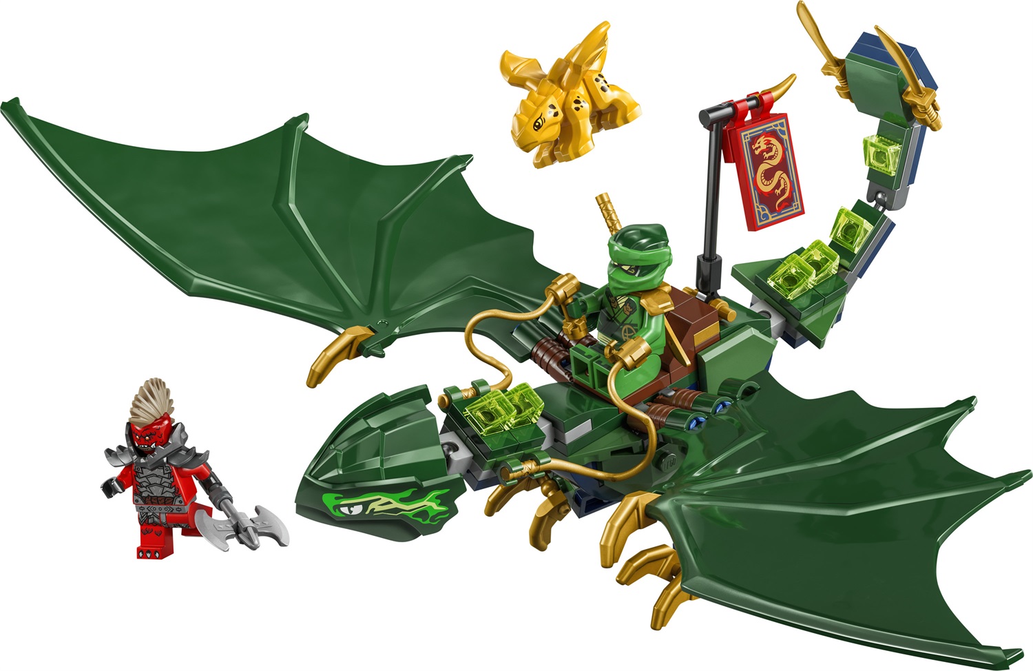 LEGO NINJAGO Drago della Foresta Verde di Lloyd 71829 - Set di Costruzione con 2 Minifigure, Armi e Cucciolo Dorato, per Bambini dai 6 Anni