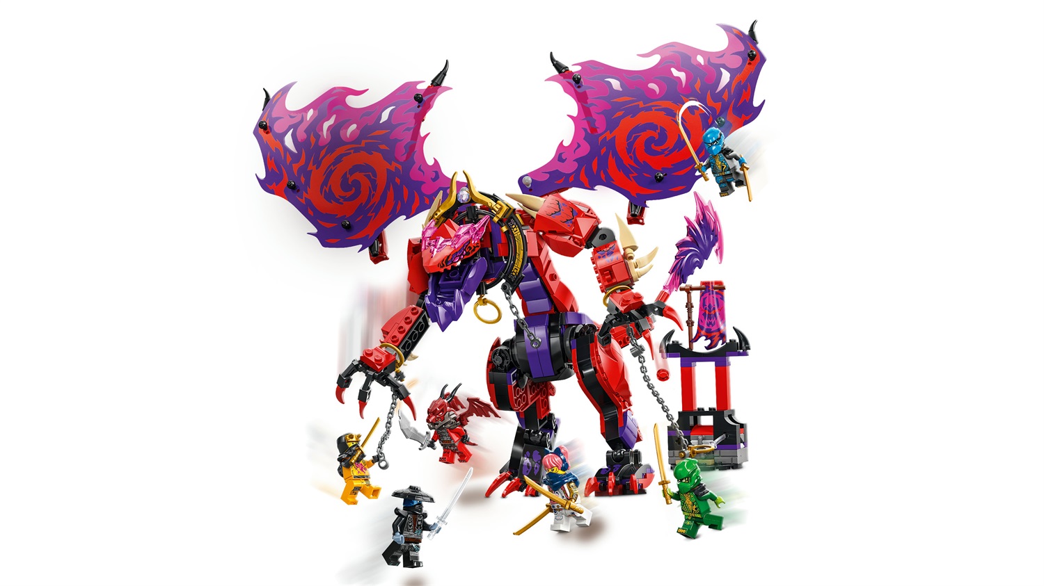 LEGO NINJAGO Thunderfang, il Drago del Caos (71832) - Set Costruibile con Drago Snodabile e 6 Minifigure per Bambini 8 Anni