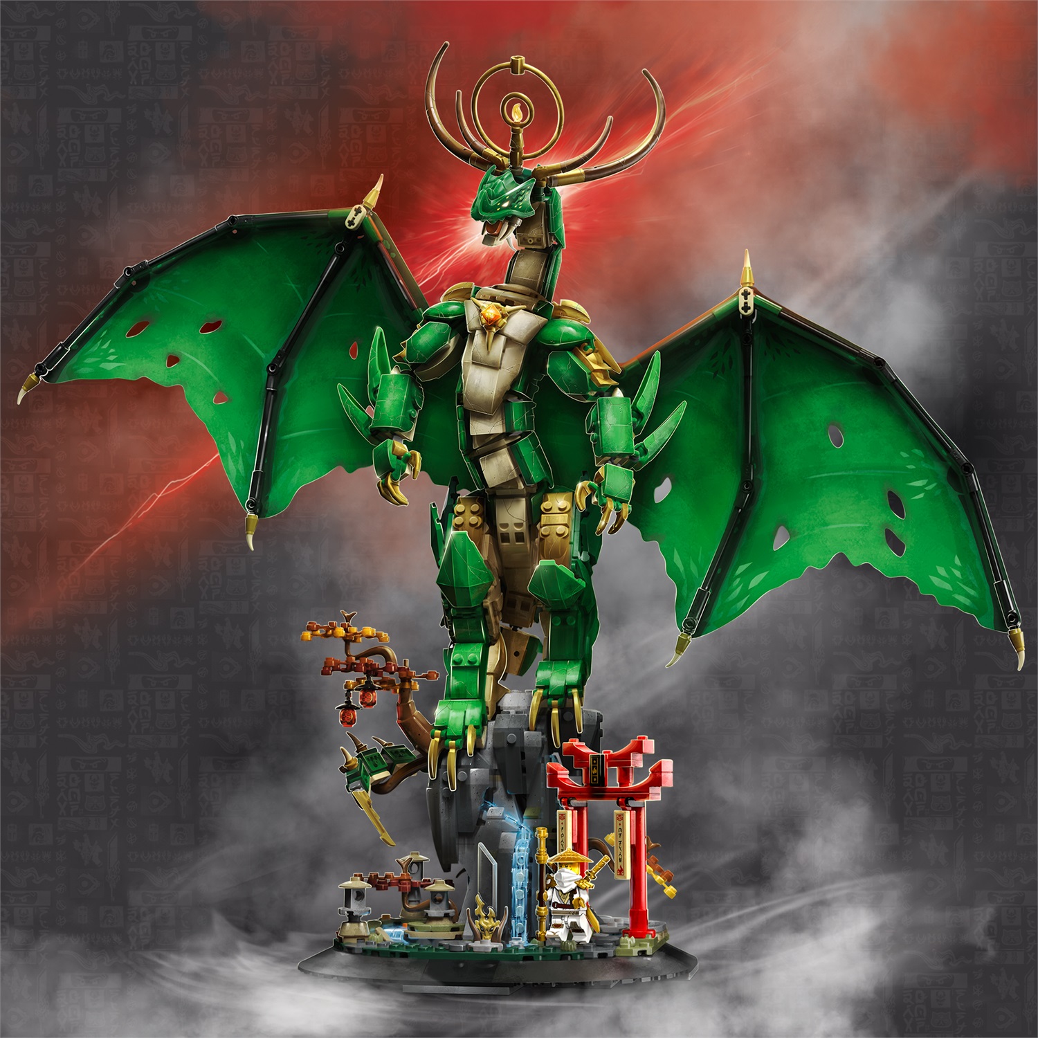 LEGO Ninjago Drago-Guardiano 71847 - Set di Costruzioni con Minifigure del Maestro Wu e Base Espositiva - 1650 Pezzi, per Fan dai 14 Anni in Su