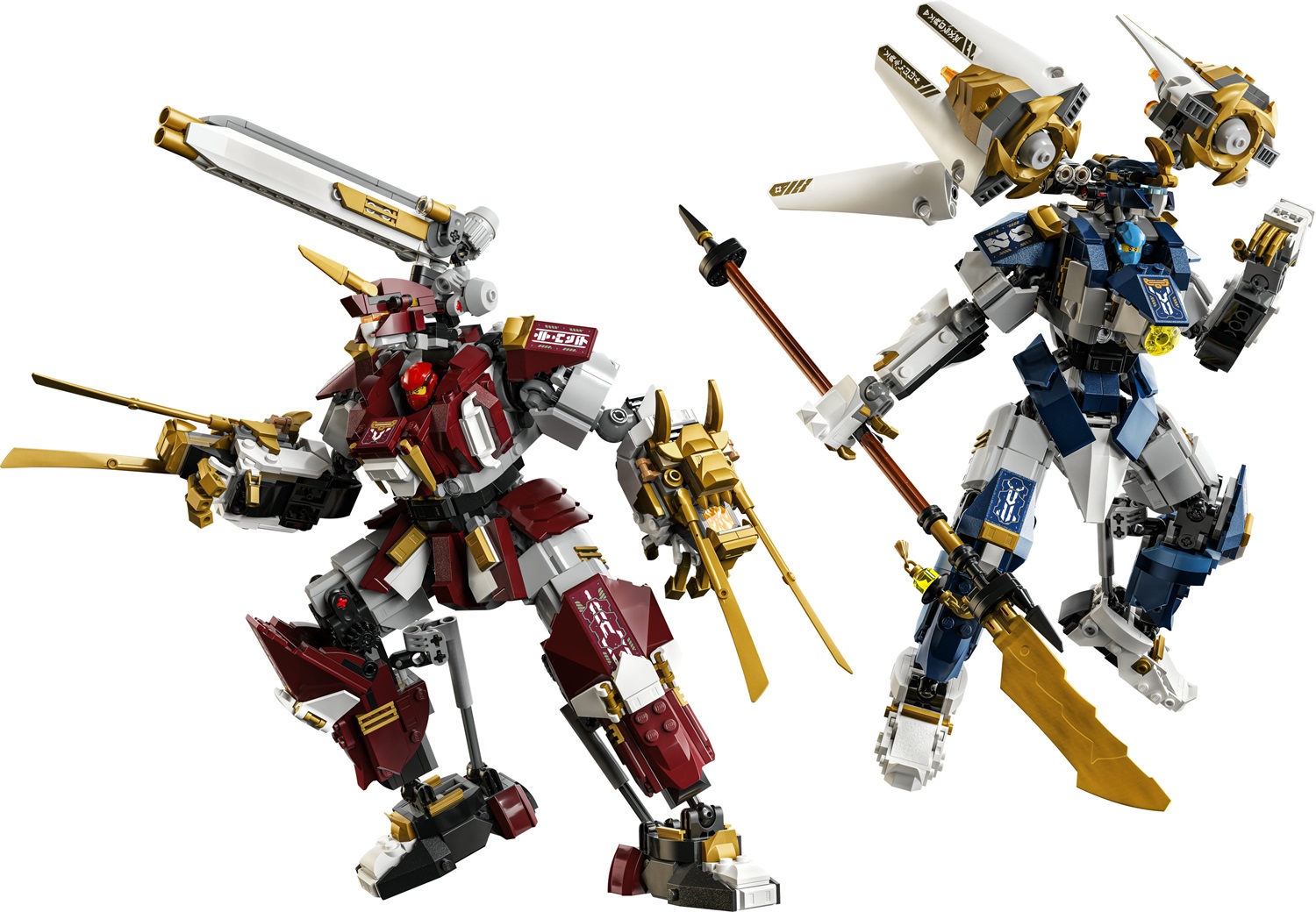 LEGO NINJAGO Mech Titanici Gemelli - Giocattolo Ninja con 2 Action Figure e 3 Minifigure, tra cui Kai e Nya, per bambini da 12 anni in su