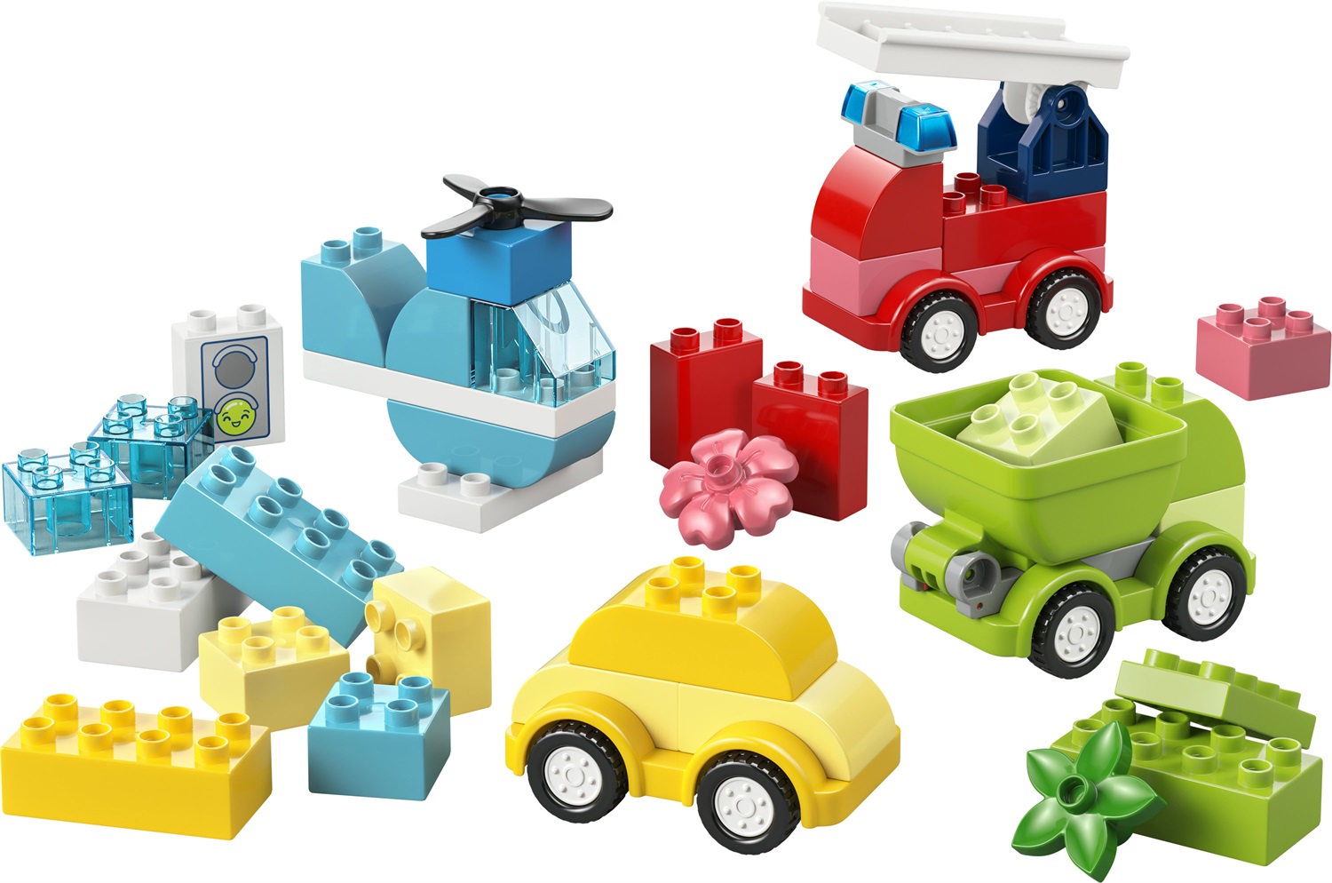 LEGO DUPLO Veicoli Creativi - Gioco Didattico con Macchine, Camion ed Elicottero per Sviluppare la Motricità Fine - Regalo per Bambini da 1 Anno